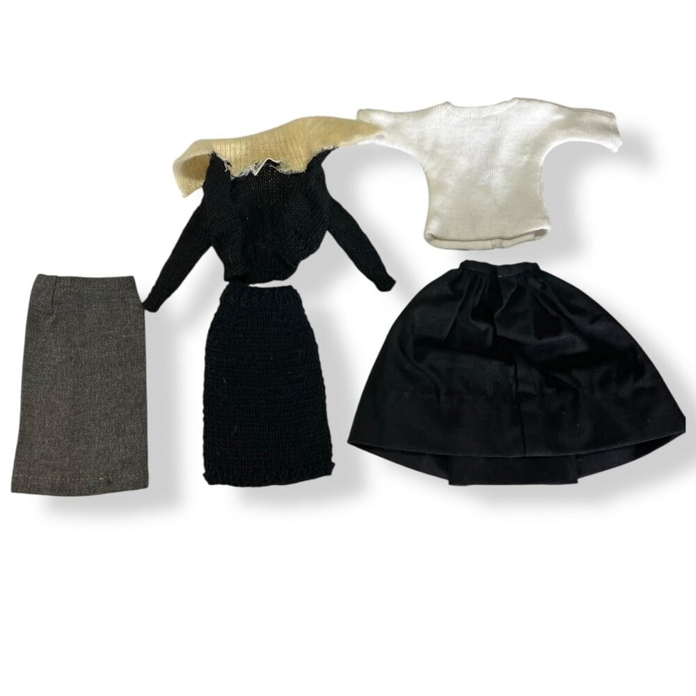 Mattel 60s Barbie Doll Clothes Lot 3 Skirts, Cardigan, Knit Top